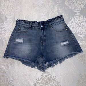 Hayden High Waisted Ruffle Top Denim Shorts Size Large